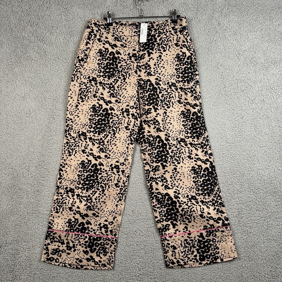J.CREW Pants - J. Crew Pants Womens 6 Leopard Print High Rise Peyton Linen Blend Wide Leg NWT